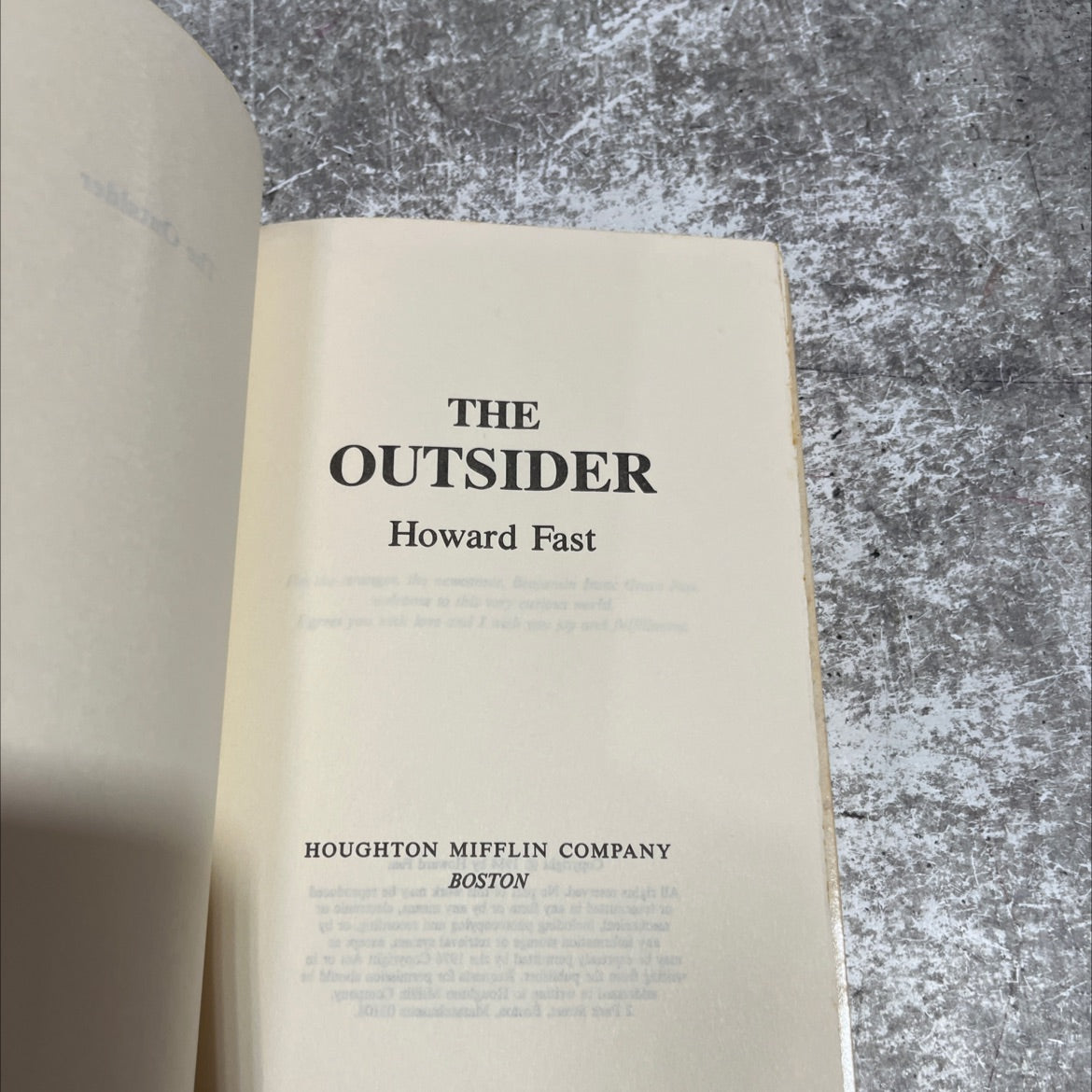 the outsider book, by Howard Fast, 1984 Hardcover image 2