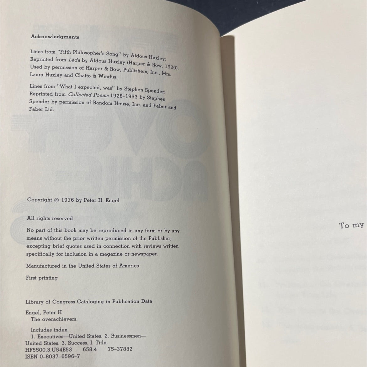 the overachievers book, by Peter H. Engel, 1976 Hardcover image 3