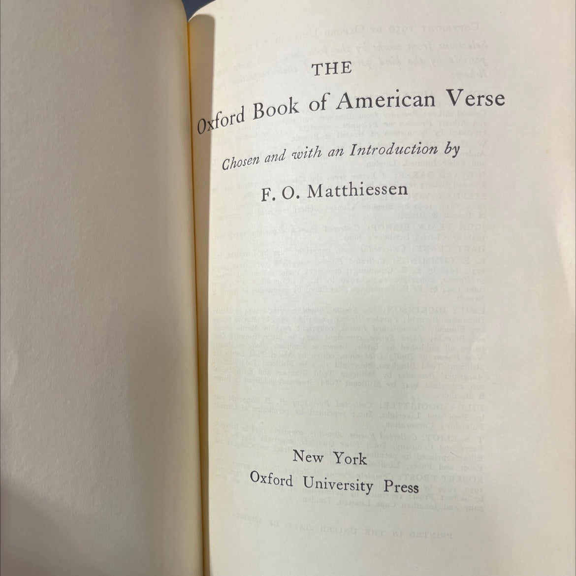 the oxford book of american verse book, by f. o. matthiessen, 1950 Hardcover image 2