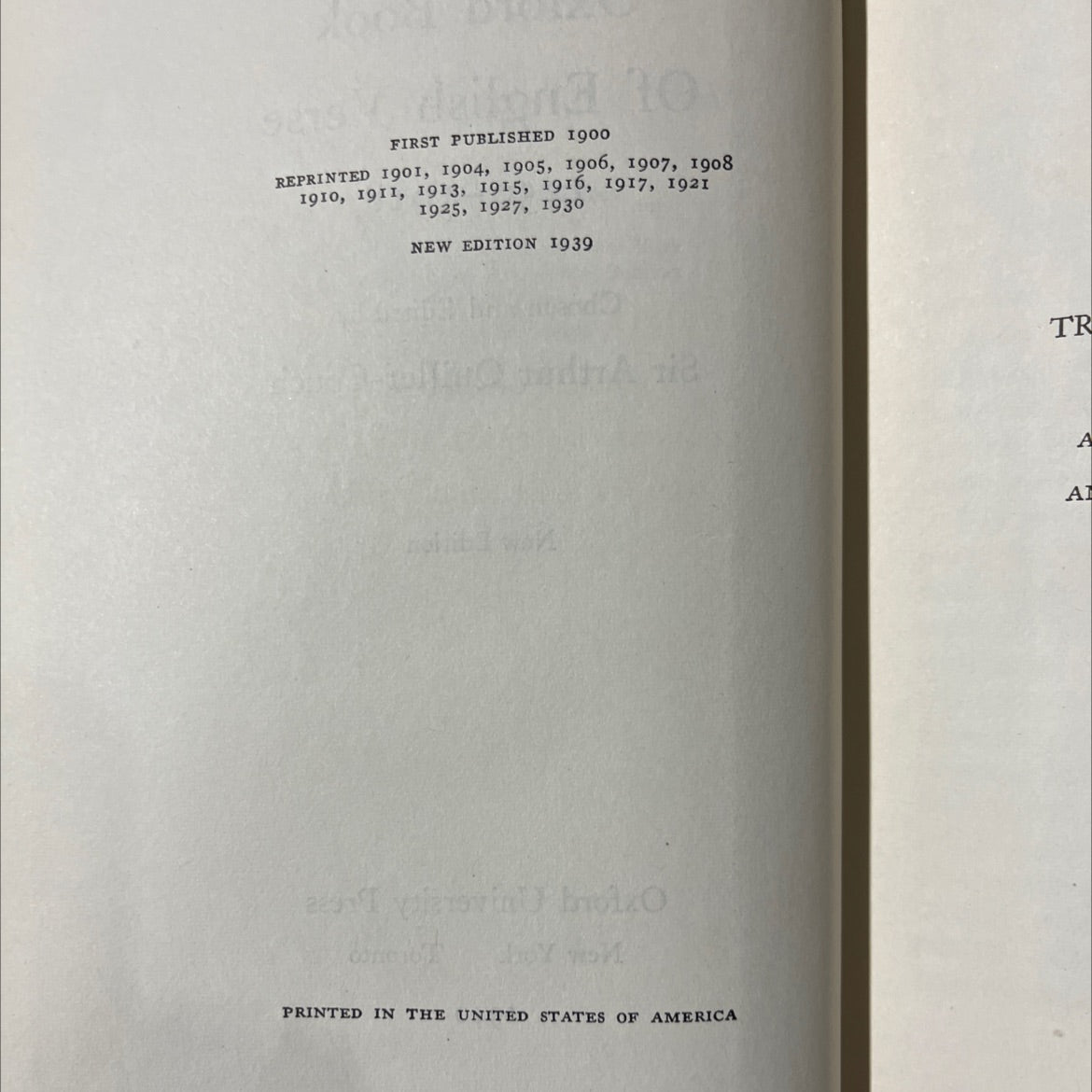 the oxford book of english verse 1250-1918 book, by sir arthur quiller-couch, 1940 Hardcover image 3