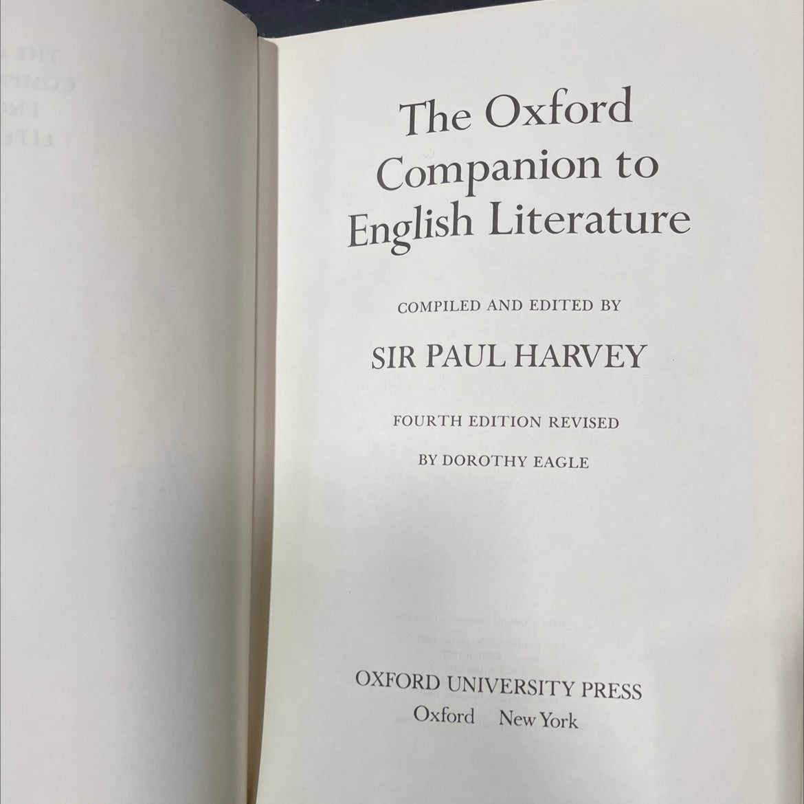 the oxford companion to english literature book, by sir paul harvey, 1967 Hardcover image 2