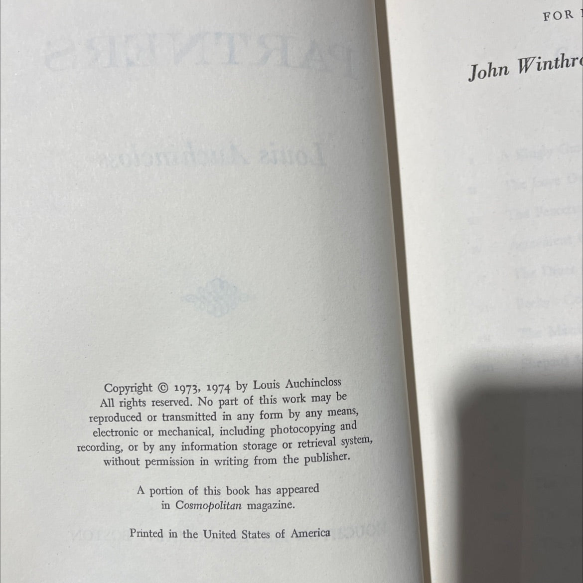 the partners book, by Louis Auchincloss, 1974 Hardcover image 3