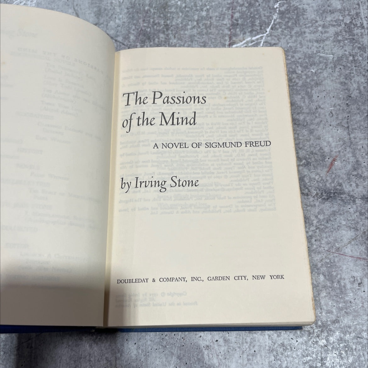 the passions of the mind a novel of sigmund freud book, by irving stone, 1971 Hardcover image 2