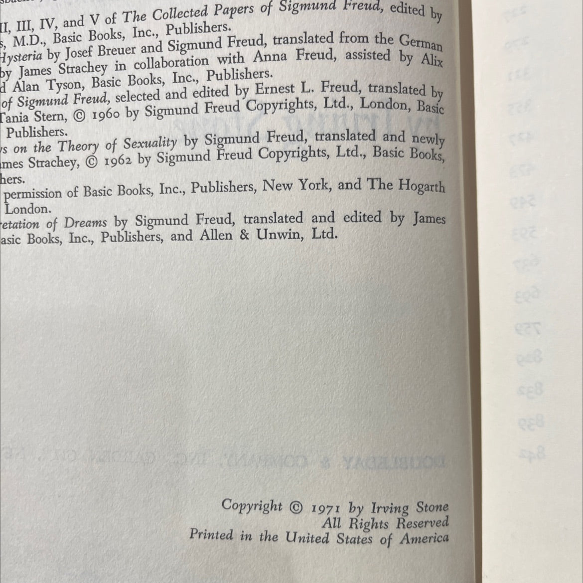 the passions of the mind book, by irving stone, 1971 Hardcover image 3