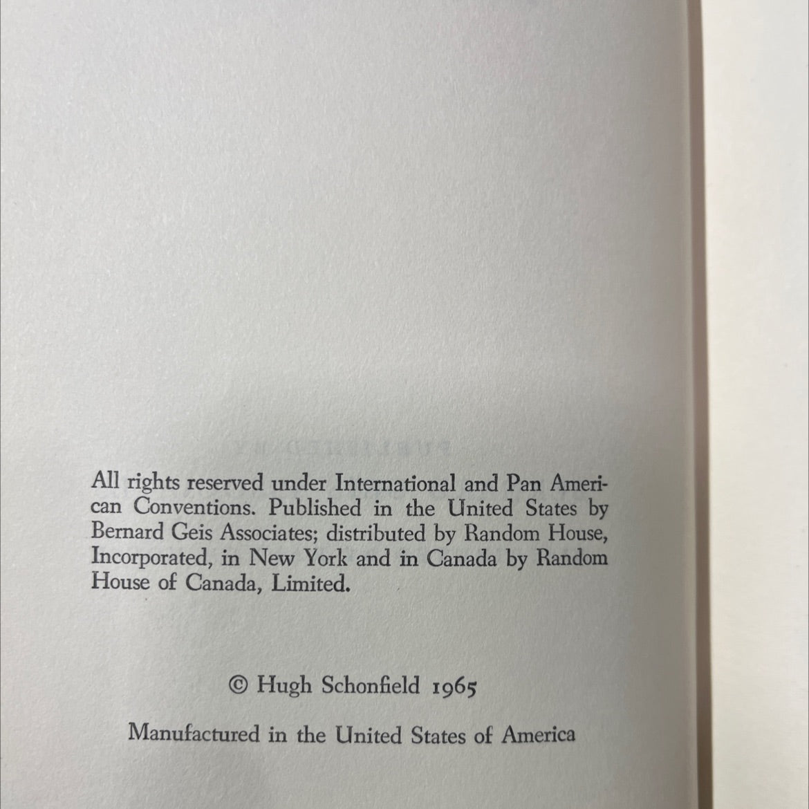 the passover plot book, by hugh j. schonfield, 1965 Hardcover image 3