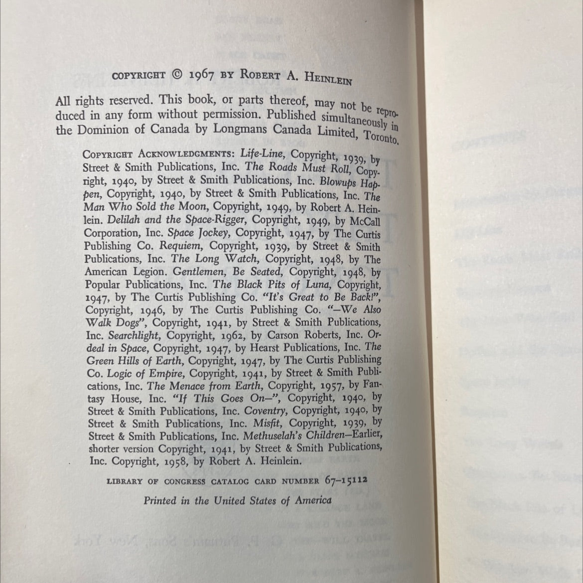 the past through tomorrow: \"future history\" stories book, by robert a. heinlein, 1967 Hardcover image 3