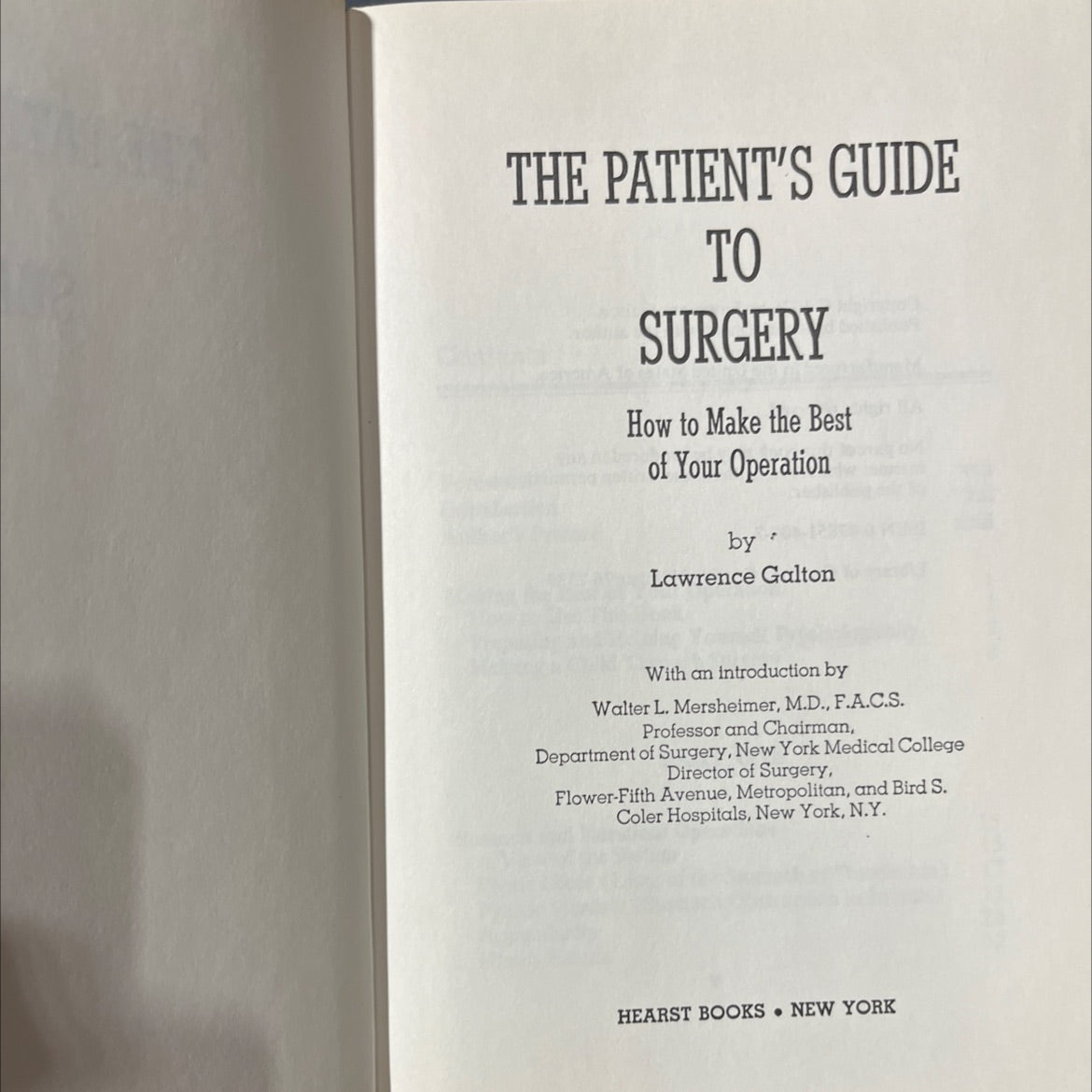 the patient's guide to surgery how to make the best of your operation book, by lawrence galton, 1976 Hardcover image 2