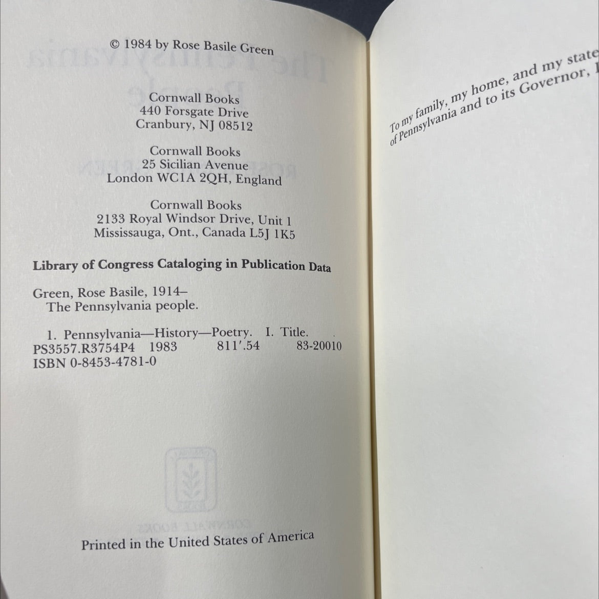 SIGNED the pennsylvania people book, by rose basile green, 1984 Hardcover image 3