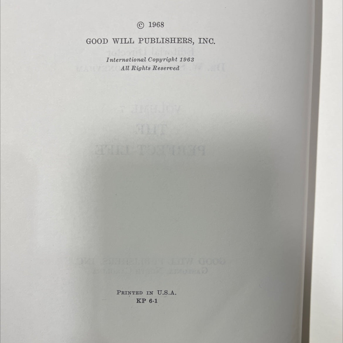 the perfect life book, by unknown, 1968 Hardcover image 3