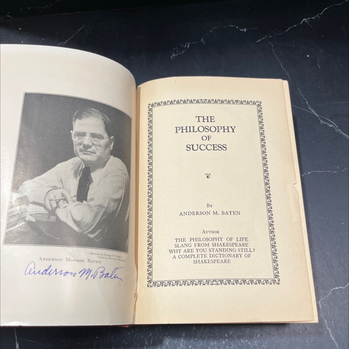 SIGNED the philosophy of success 90 book, by anderson m. baten, 1936 Hardcover, First Edition image 2