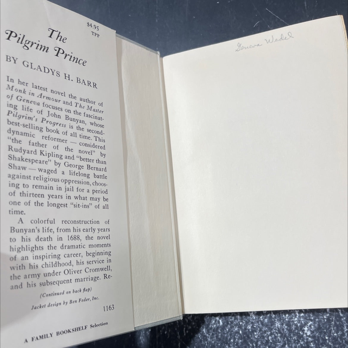the pilgrim prince a novel based on the life of john bunyan book, by Gladys H. Barr, 1963 Hardcover image 4