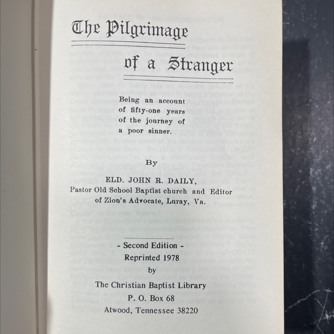 the pilgrimage of a stranger being an account of fifty-one years of the journey of a poor sinner book, by eld. john r. image 2