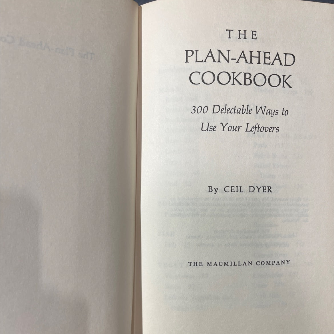 the plan-ahead cookbook book, by ceil dyer, 1969 Hardcover image 2
