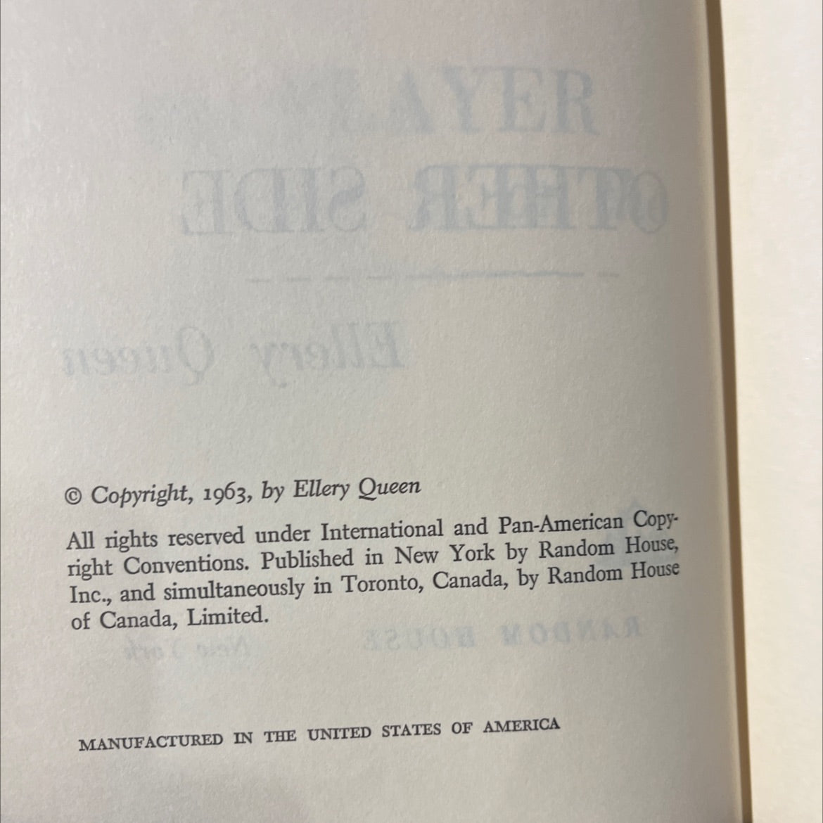 the player on the other side book, by Ellery Queen, 1963 Hardcover image 3