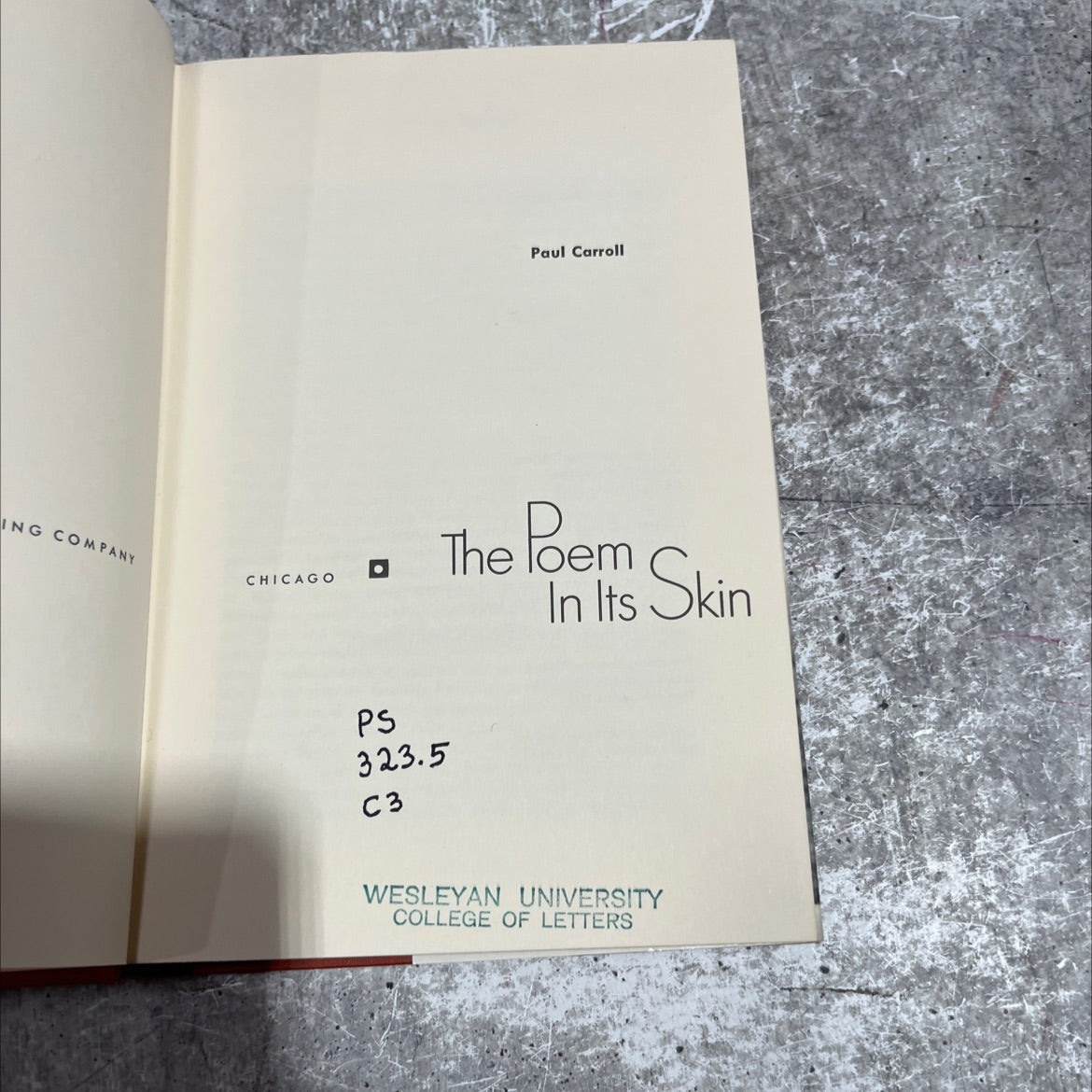 the poem in its skin book, by Paul Carroll, 1970 Hardcover image 2