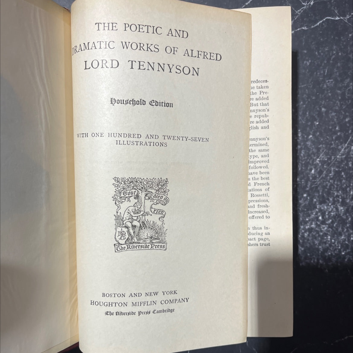 the poetic and dramatic works of alfred lord tennyson household edition book, by alfred lord tennyson, 1899 Hardcover image 2