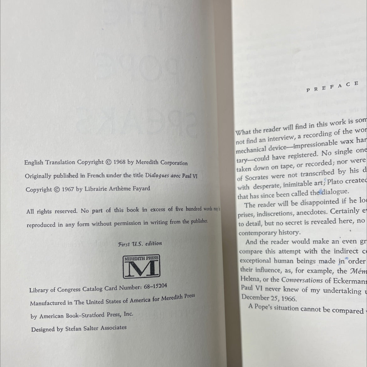 the pope speaks dialogues of paul vi with jean guitton book, by paul vi, 1968 Hardcover image 3