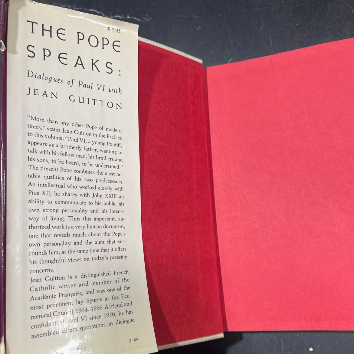 the pope speaks dialogues of paul vi with jean guitton book, by paul vi, 1968 Hardcover image 4