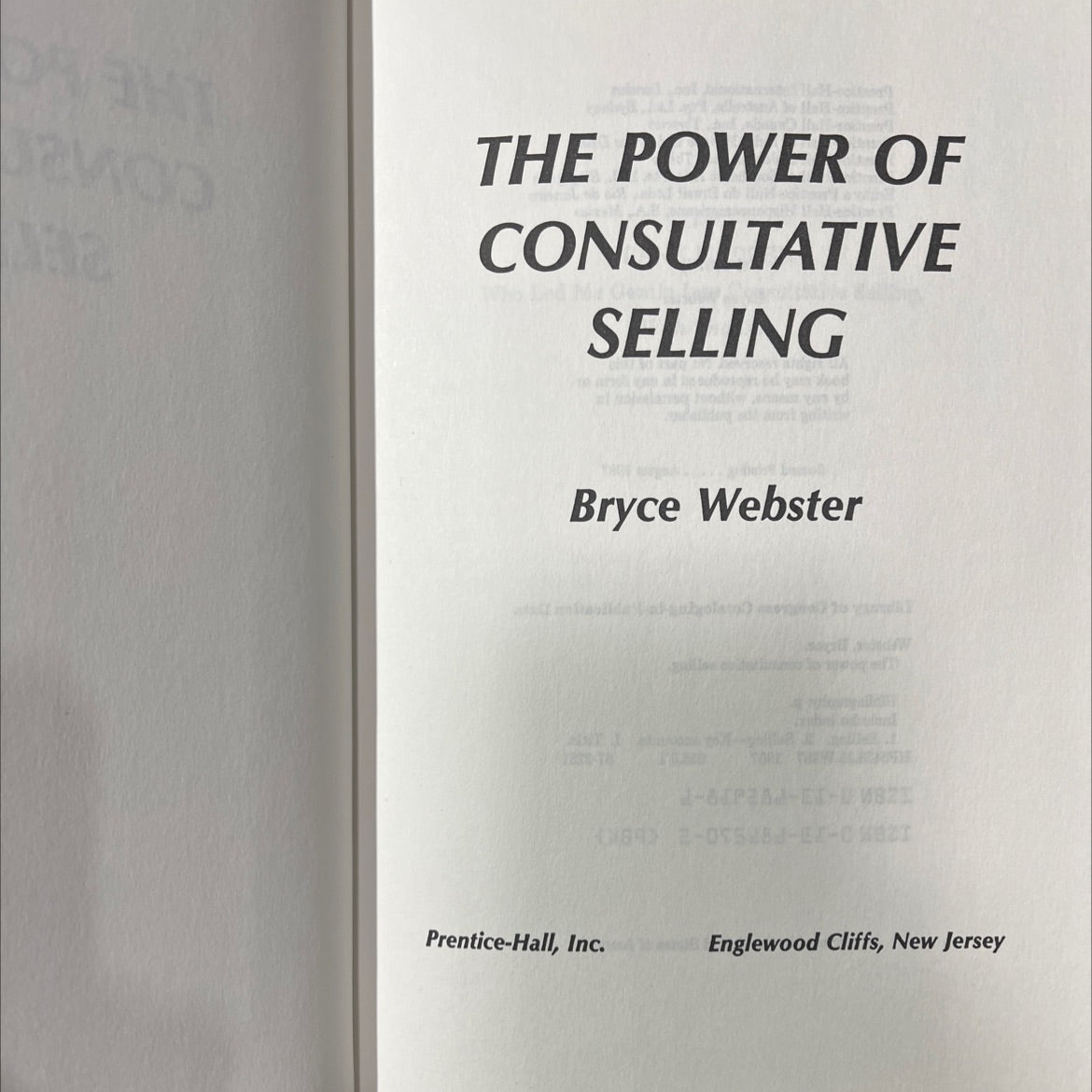 the power of consultative selling book, by Bryce Webster, 1987 Hardcover image 2