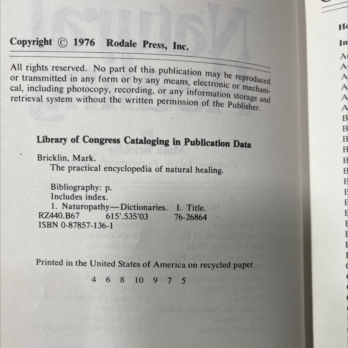 the practical encyclopedia of natural healing book, by mark bricklin, 1976 Hardcover image 3