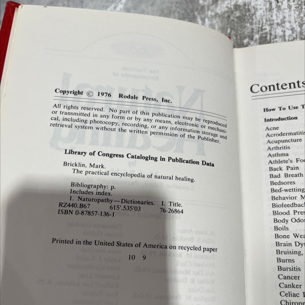 the practical encyclopedia of natural healing book, by Mark Bricklin, 1976 Hardcover image 3