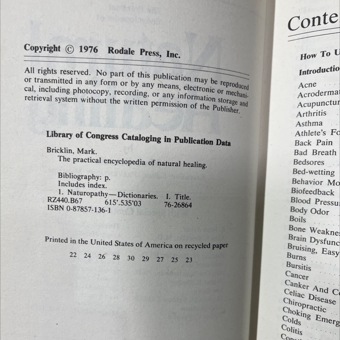the practical encyclopedia of natural healing book, by Mark Bricklin, 1976 Hardcover image 3