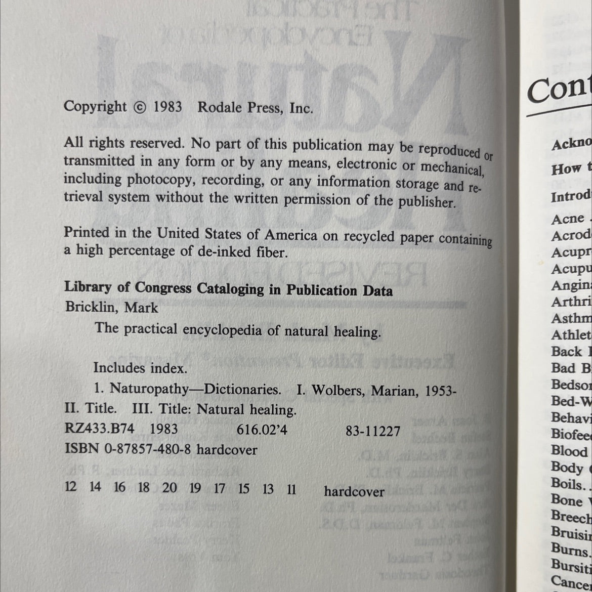 the practical encyclopedia of natural healing book, by Mark Bricklin, 1983 Hardcover image 3