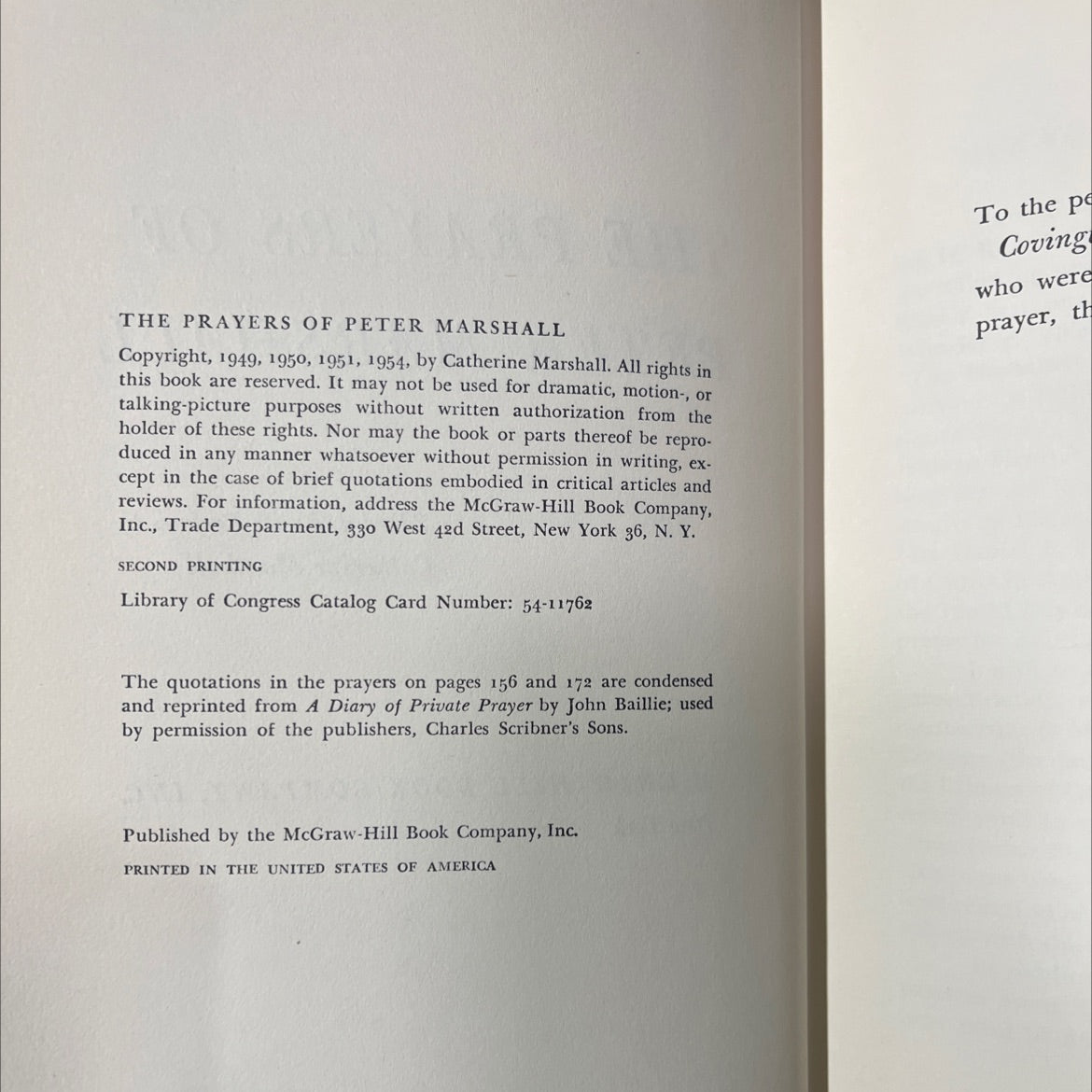 the prayers of peter marshall book, by catherine marshall, 1954 Hardcover image 3