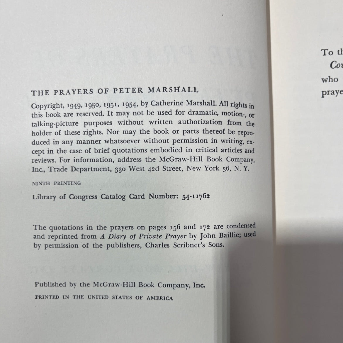 the prayers of peter marshall book, by catherine marshall, 1954 Hardcover image 3