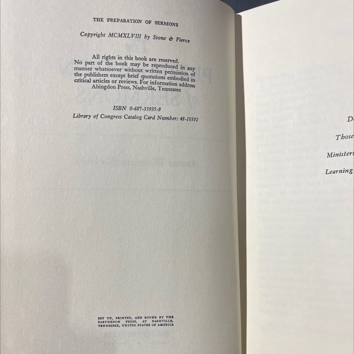 the preparation of sermons book, by andrew watterson blackwood, 1948 Hardcover image 3