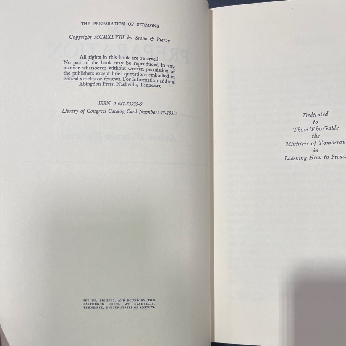 the preparation of sermons book, by andrew watterson blackwood, 1948 Hardcover image 3