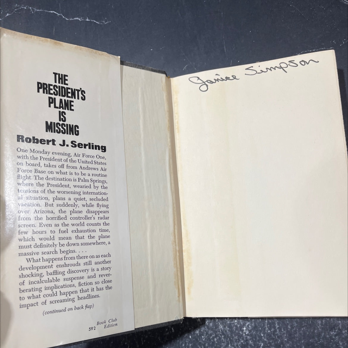 the president's plane is missing book, by robert j. serling, 1967 Hardcover image 4