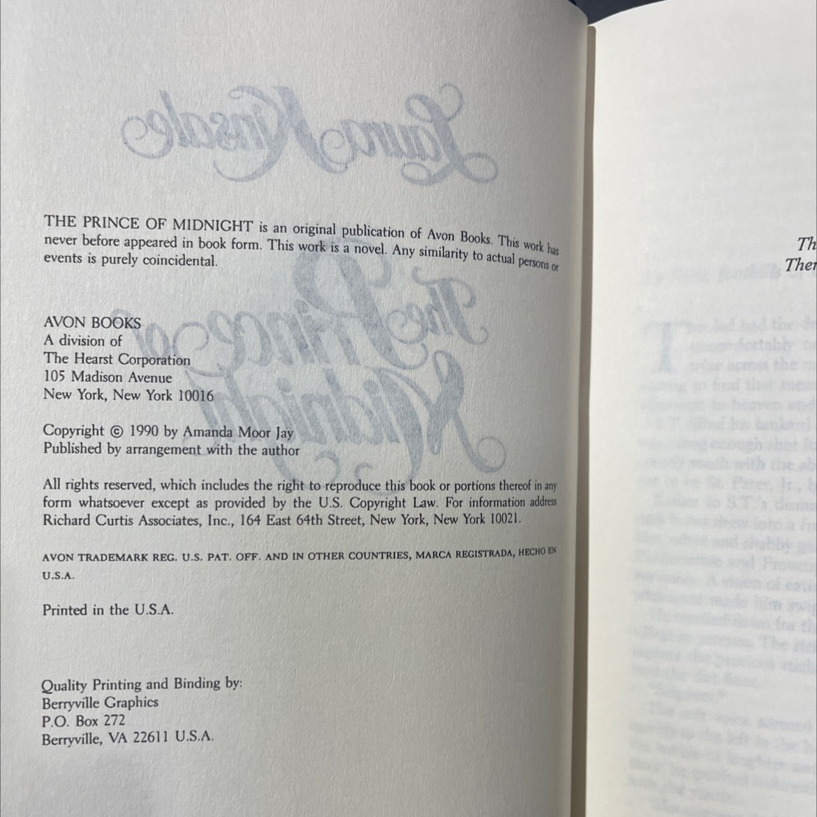 the prince of midnight book, by amanda moor jay, 1990 Hardcover image 3