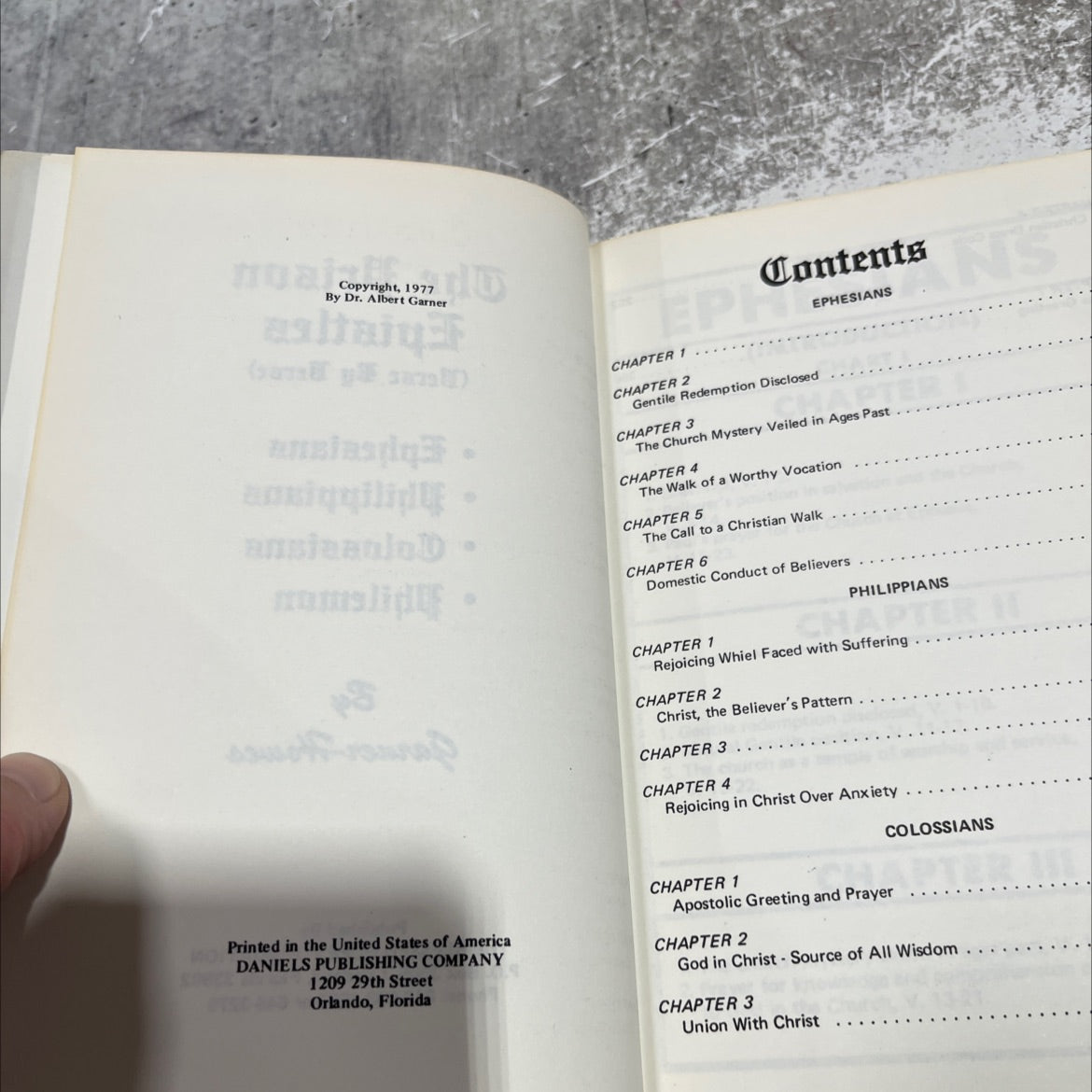 the prison epistles • (verse by verse) ephesians • philippians • colossians • philemon book, by dr. albert garner, 1977 image 3