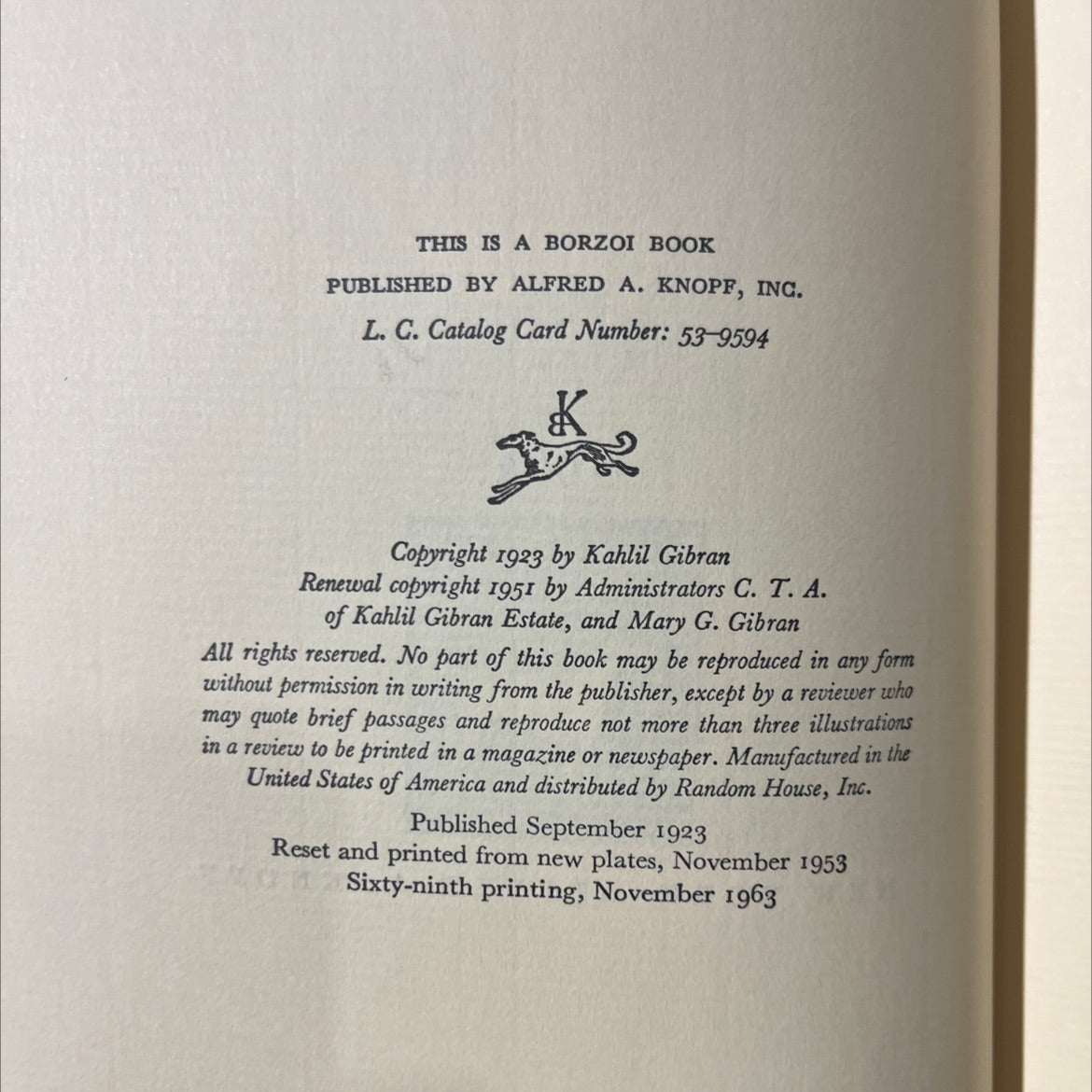 the prophet book, by kahlil gibran, 1963 Hardcover image 3