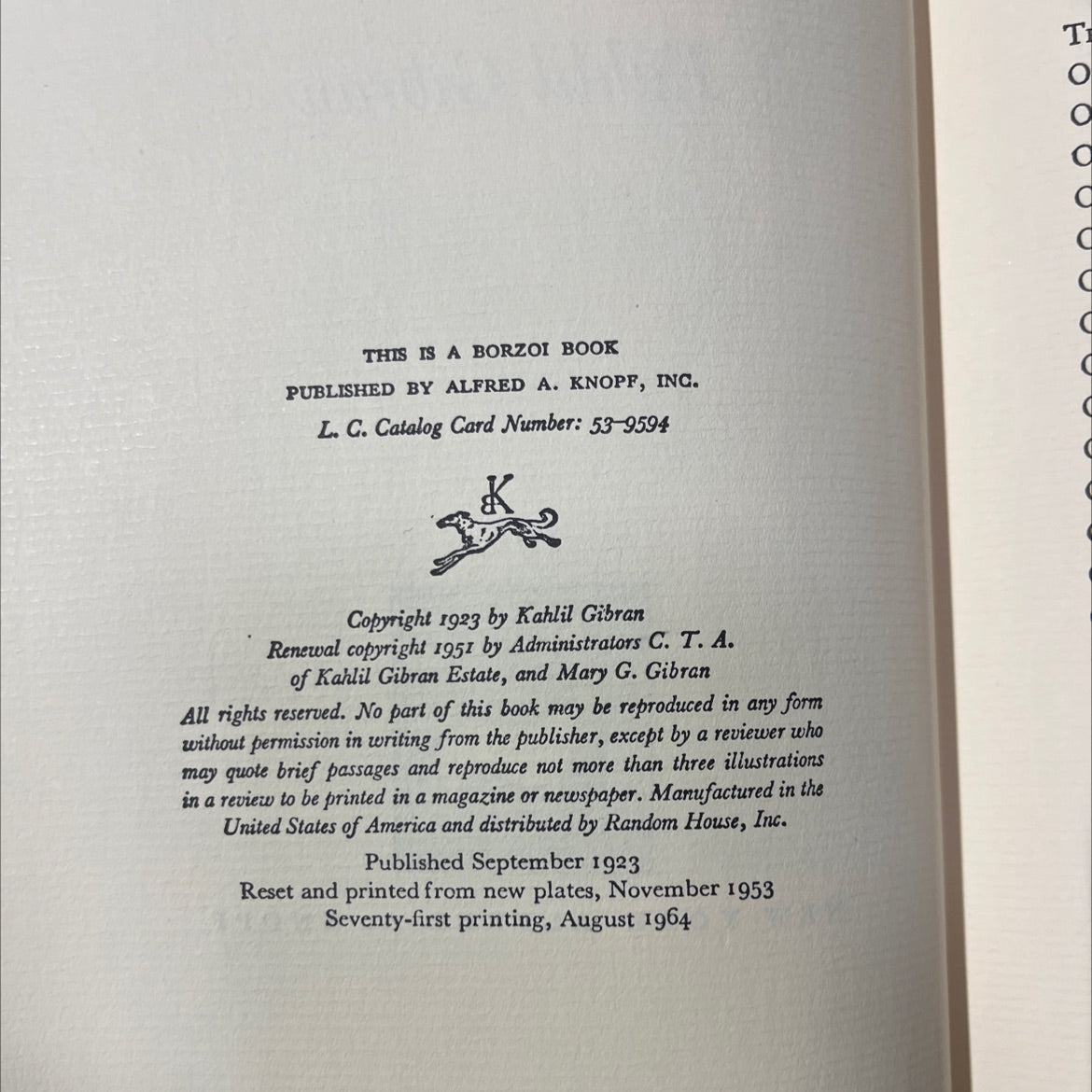 the prophet book, by Kahlil Gibran, 1964 Hardcover image 3