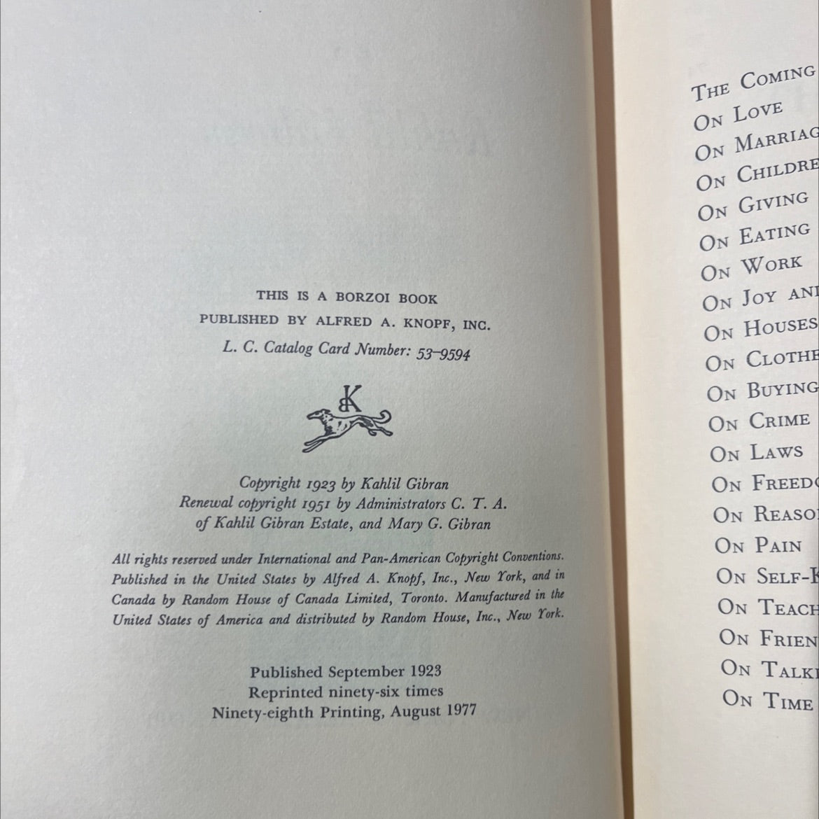 the prophet book, by Kahlil Gibran, 1977 Hardcover image 3
