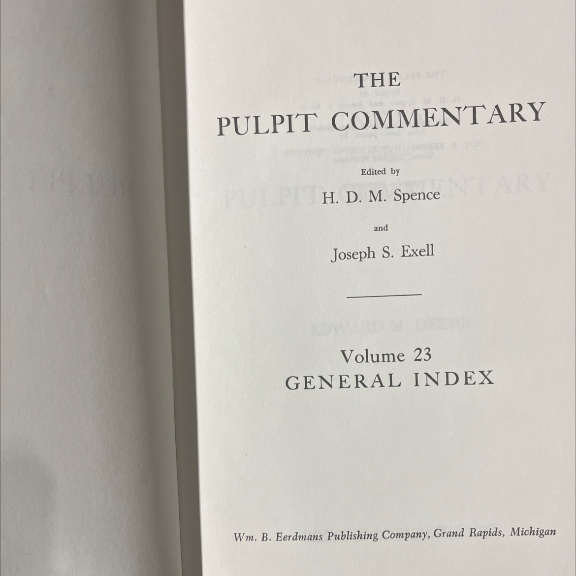 the pulpit commentary general index book, by h. d. m. spence, joseph s. exell, 1977 Hardcover image 2