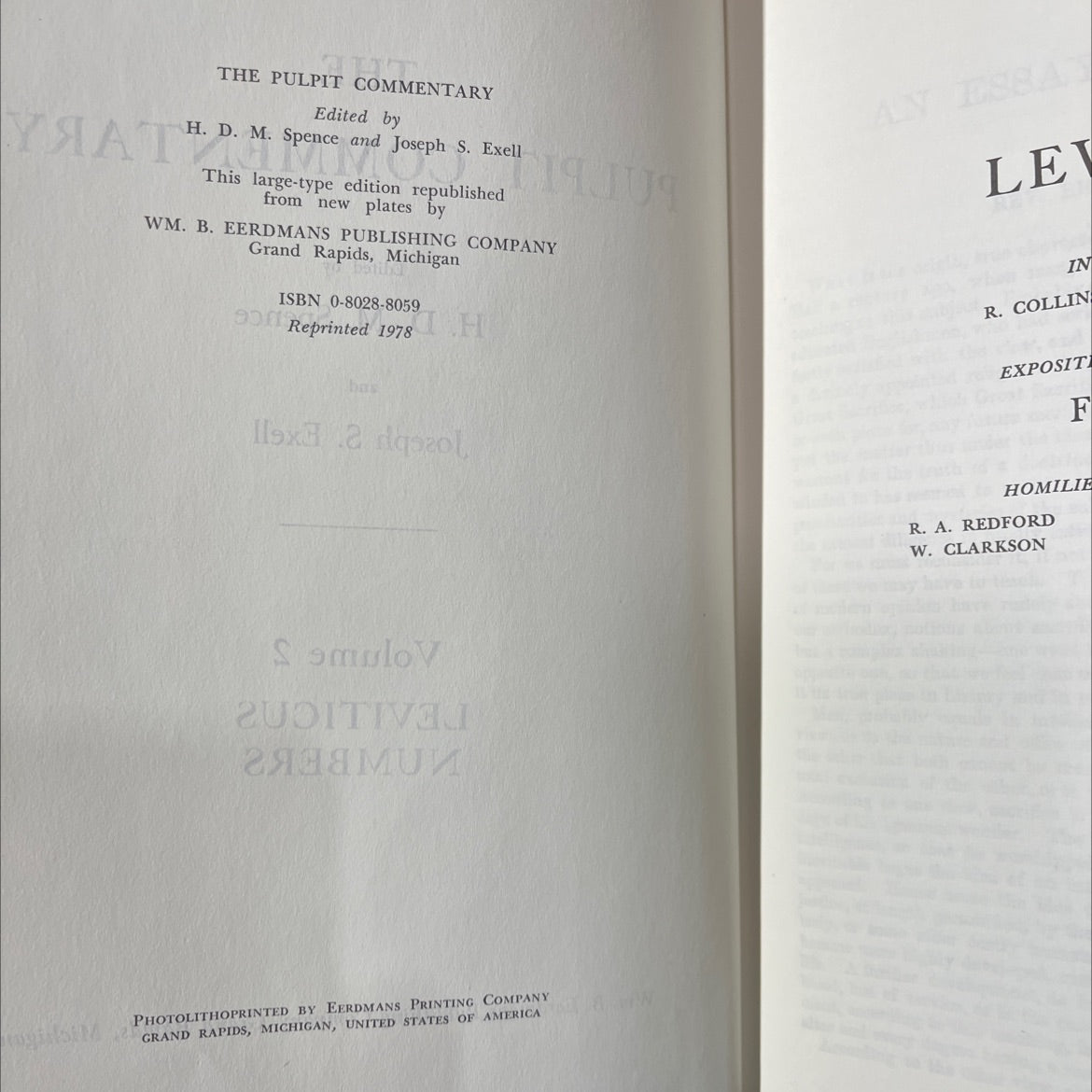 the pulpit commentary leviticus numbers book, by H. D. M. Spence, Joseph S. Exell, 1978 Hardcover image 3