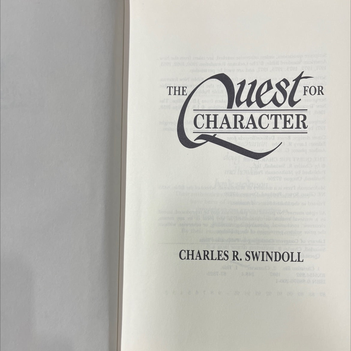 the quest for character book, by charles r. swindoll, 1987 Hardcover image 2