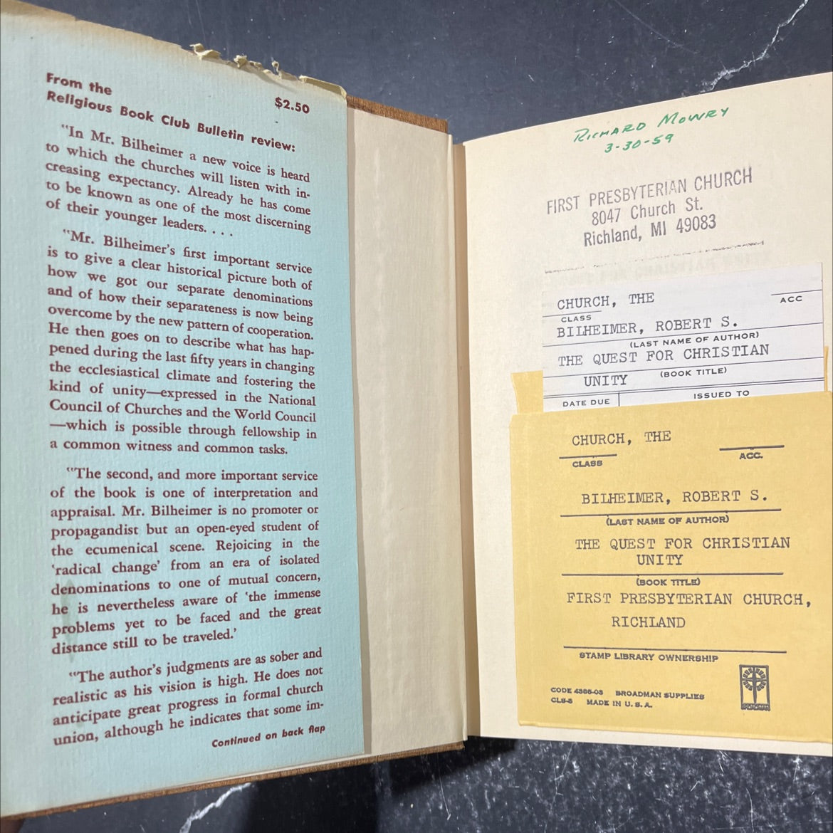 the quest for christian unity book, by Robert S. Bilheimer, 1952 Hardcover image 4