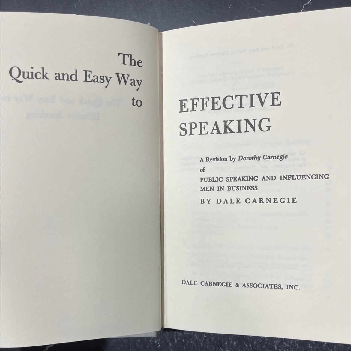 the quick and easy way to effective speaking book, by dorothy carnegie, 1990 Hardcover image 2
