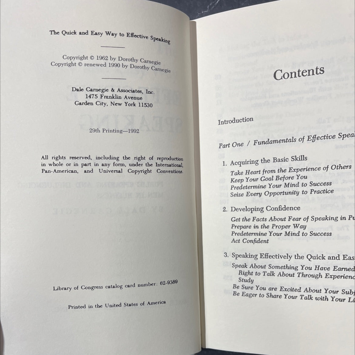 the quick and easy way to effective speaking book, by dorothy carnegie, 1990 Hardcover image 3