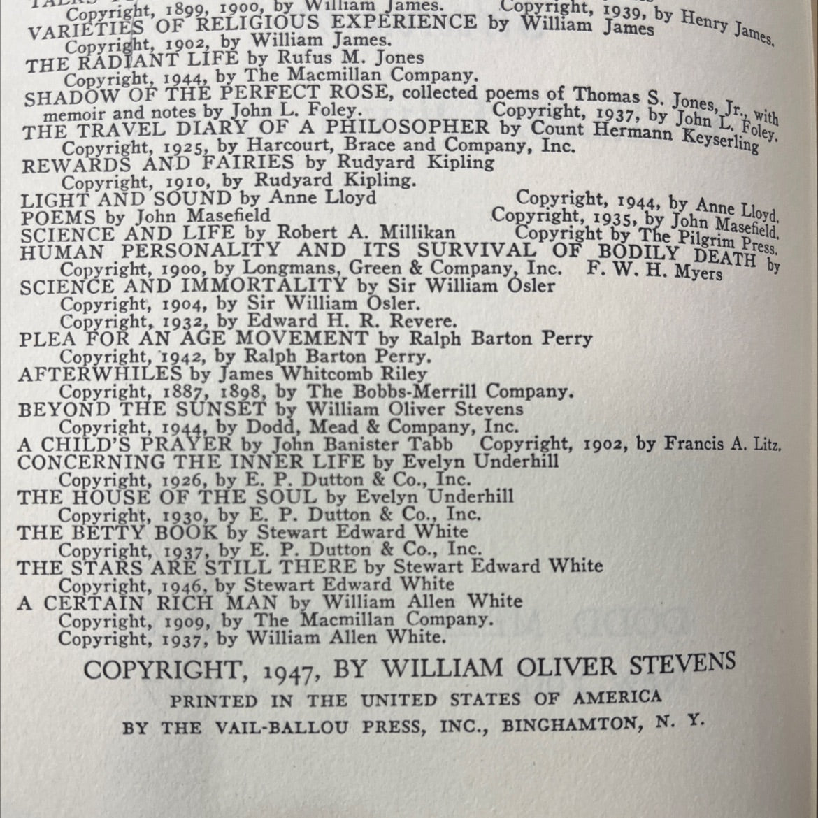 the quiet hour a book of inspirational readings for our times book, by William Oliver Stevens, 1947 Hardcover image 3