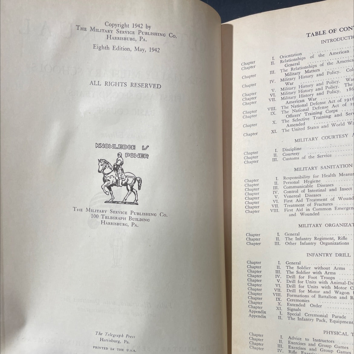 the r. o.t. c. manual for essentially military schools first and second years basic course book, by unknown, 1942 image 3