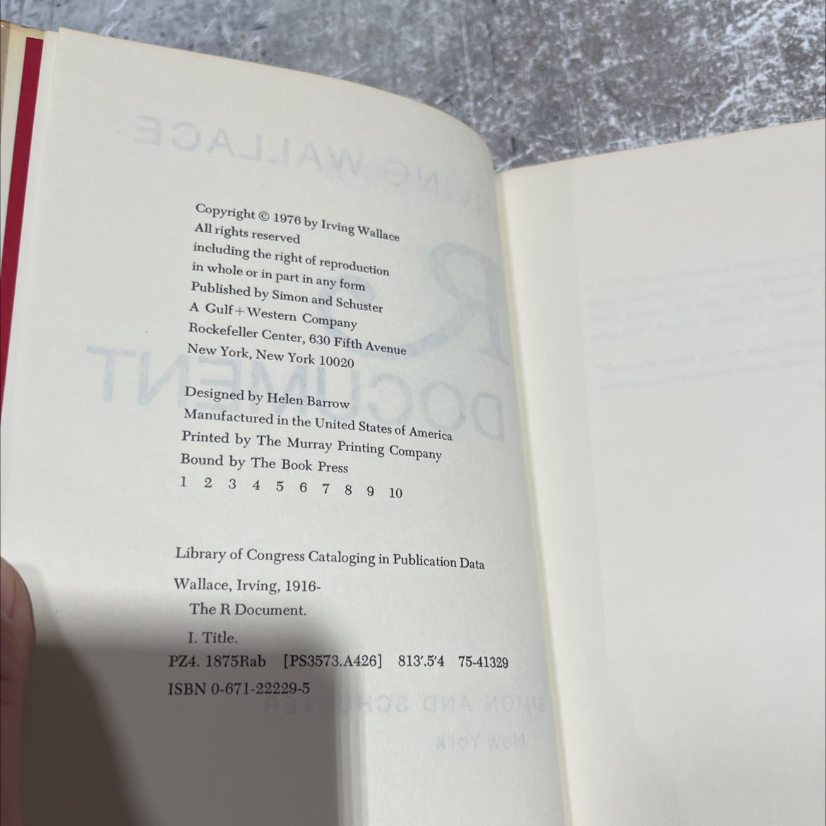 the r document book, by irving wallace, 1976 Hardcover image 3