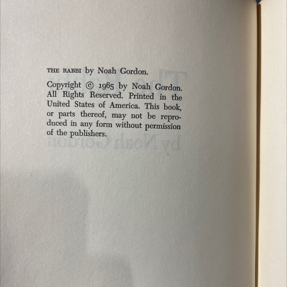 the rabbi book, by Noah Gordon, 1965 Hardcover image 3