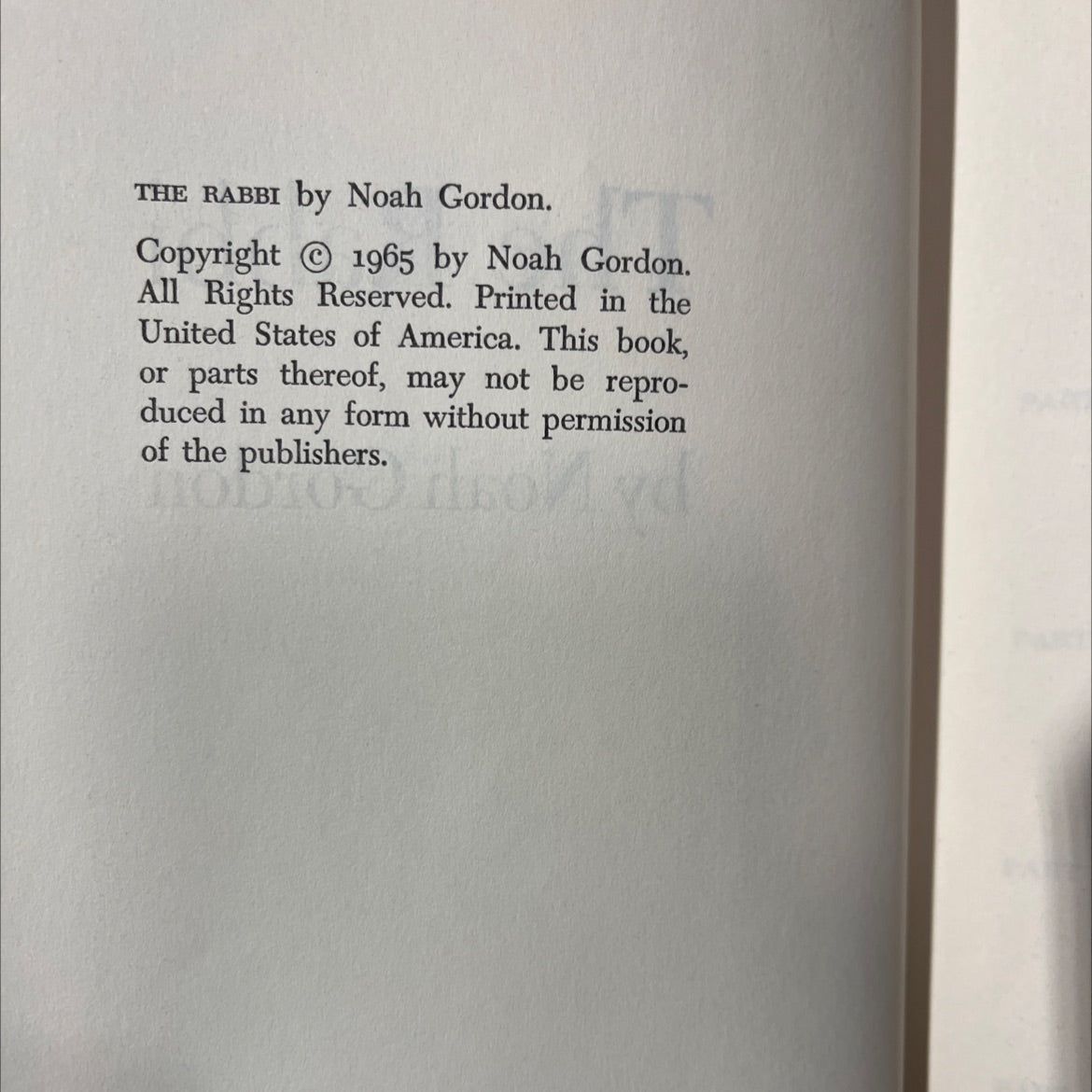the rabbi book, by Noah Gordon, 1965 Hardcover image 3