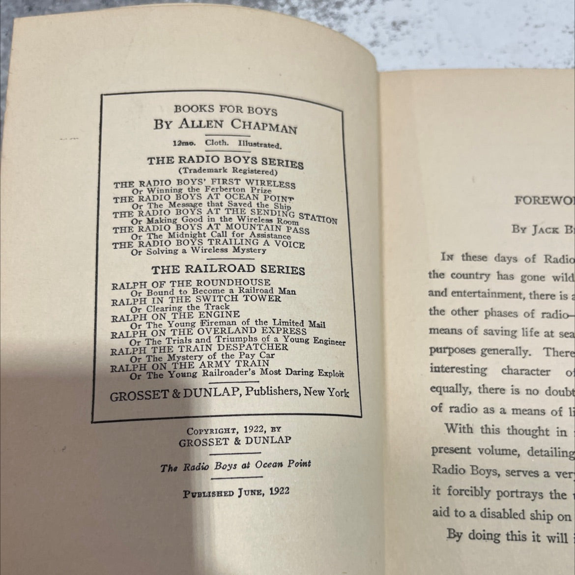 the radio boys at ocean point or the message that saved the ship book, by allen chapman, 1922 Hardcover image 3