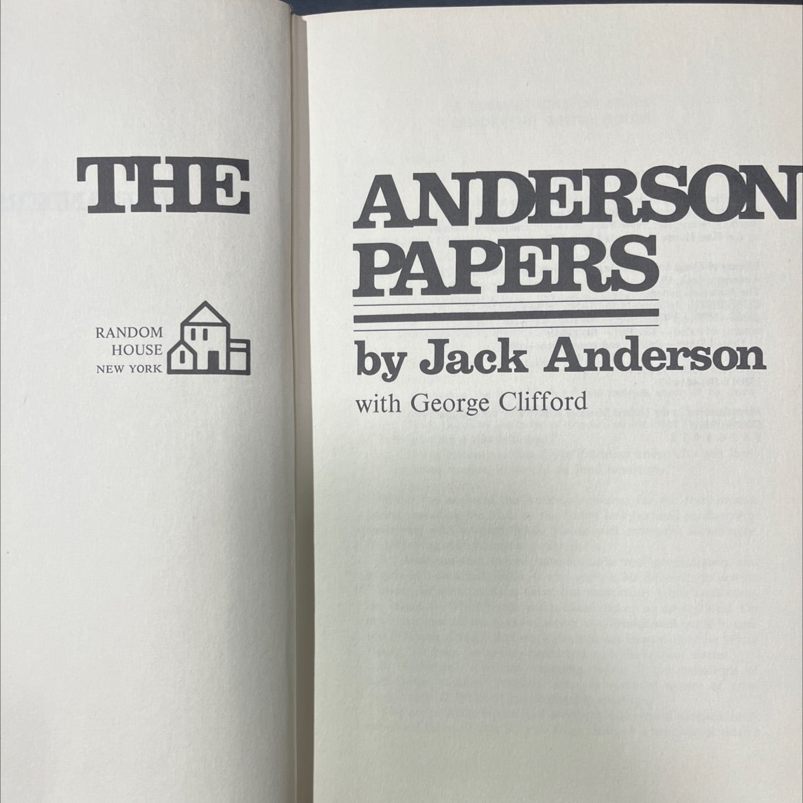 the random house new york anderson papers book, by Jack Anderson, 1973 Hardcover image 2
